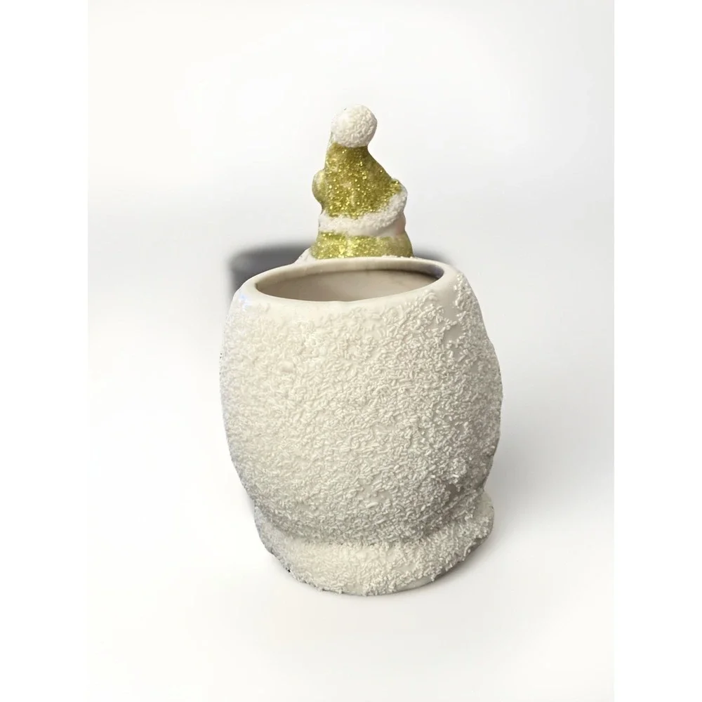 Yankee Candle Snowman Skier Poles Glitter Gold Stars Votive Tea Light Holder